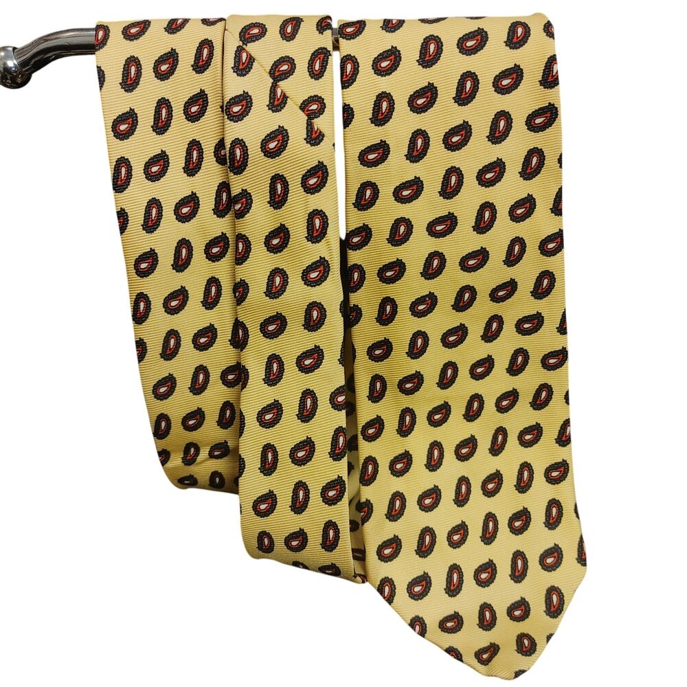 Brooks Brothers Men's OS Silk Yellow/Red Paisley Tie
